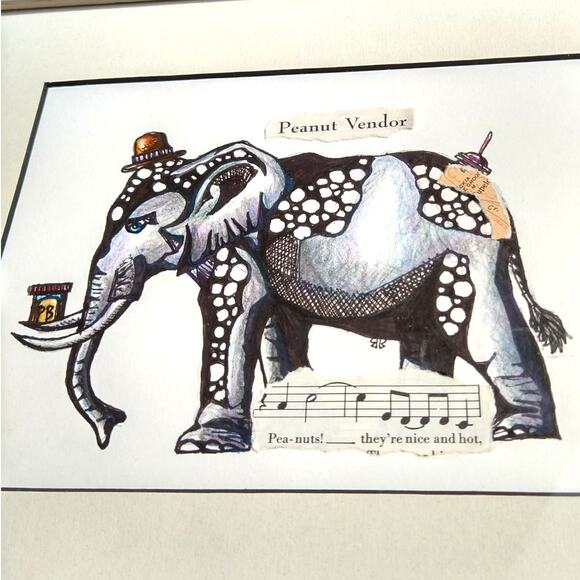 Framed Elephant Drawing 8x10 Signed by Artist Mixed Media - Picture 2 of 4